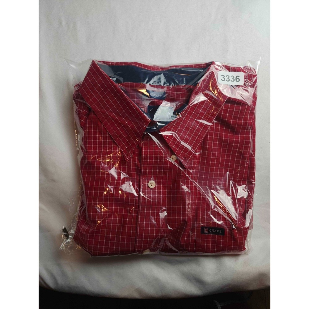 Chaps Button Down Shirt Mens 3XB Red Mini Grid Preppy Classic Business Casual - Picture 8 of 8